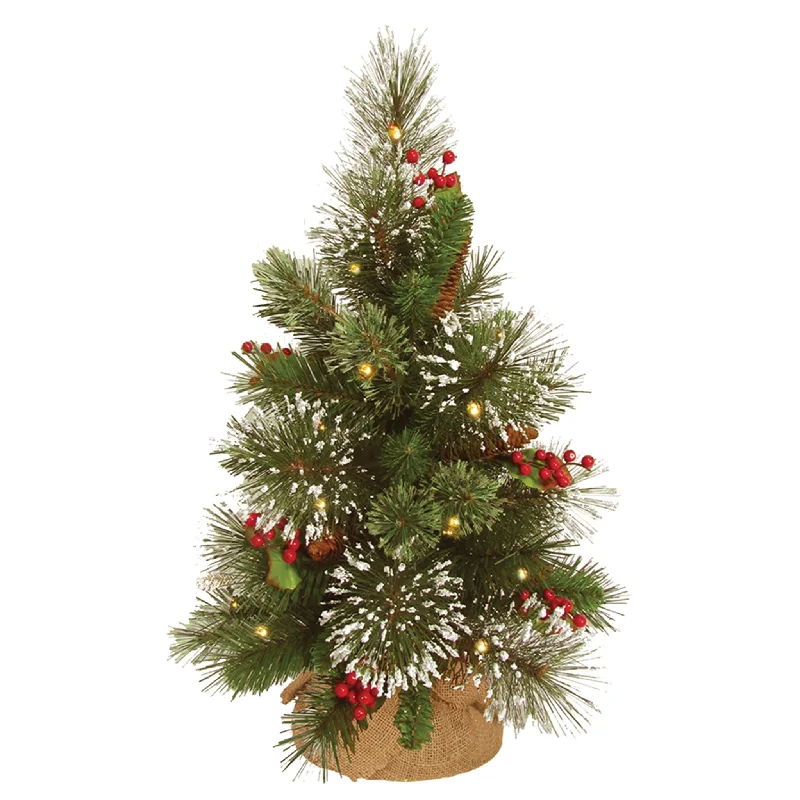 18 in. Pre-Lit  Wintry Pine Tree with Warm White LED Lights