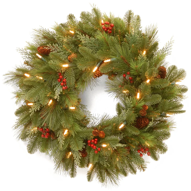Christmas Classic Music 24 in. Pre-Lit Noelle Wreath with Warm White LED Lights