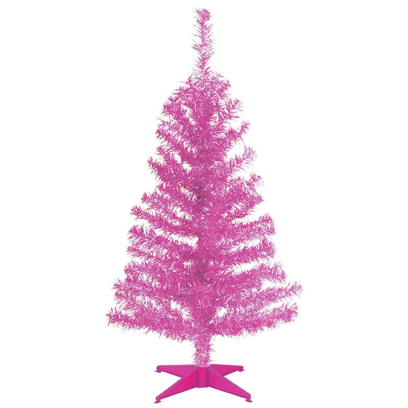 3 ft. Tinsel Collection Magenta Pink Tree