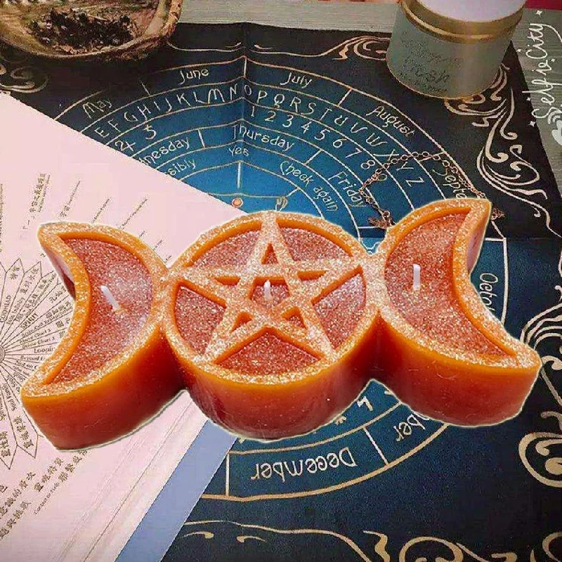 Christmas Golden Stars 3-Moon Shaped Ritual Candle for Love, Passion & Devotion Spells Christmas Golden Stars 3-Moon Shaped Ritual Candle for Love, Passion & Devotion Spells