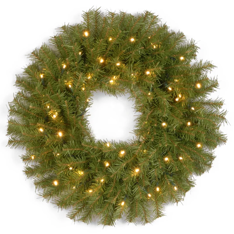 Christmas Wrapped Gifts 30 in. Pre-Lit Norwood Fir Wreath with Twinkly LED Lights