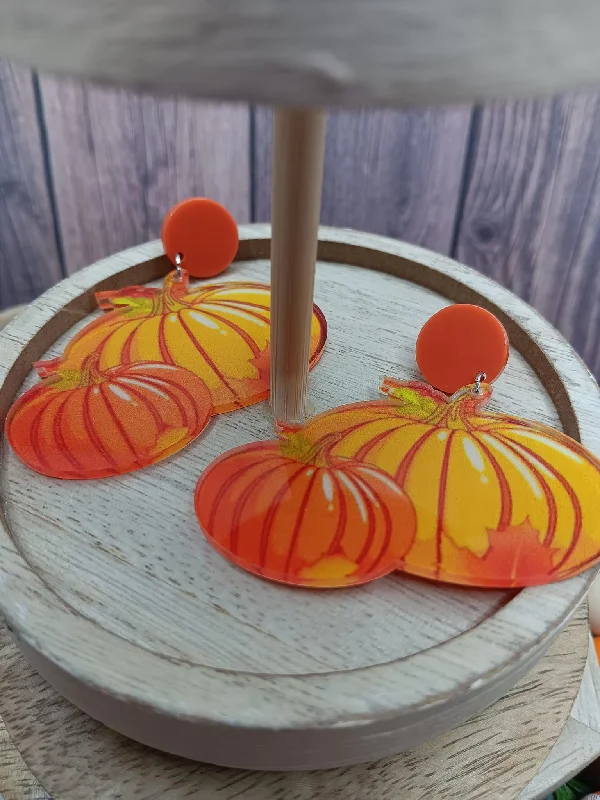 Acrylic Pumpkin Earrings