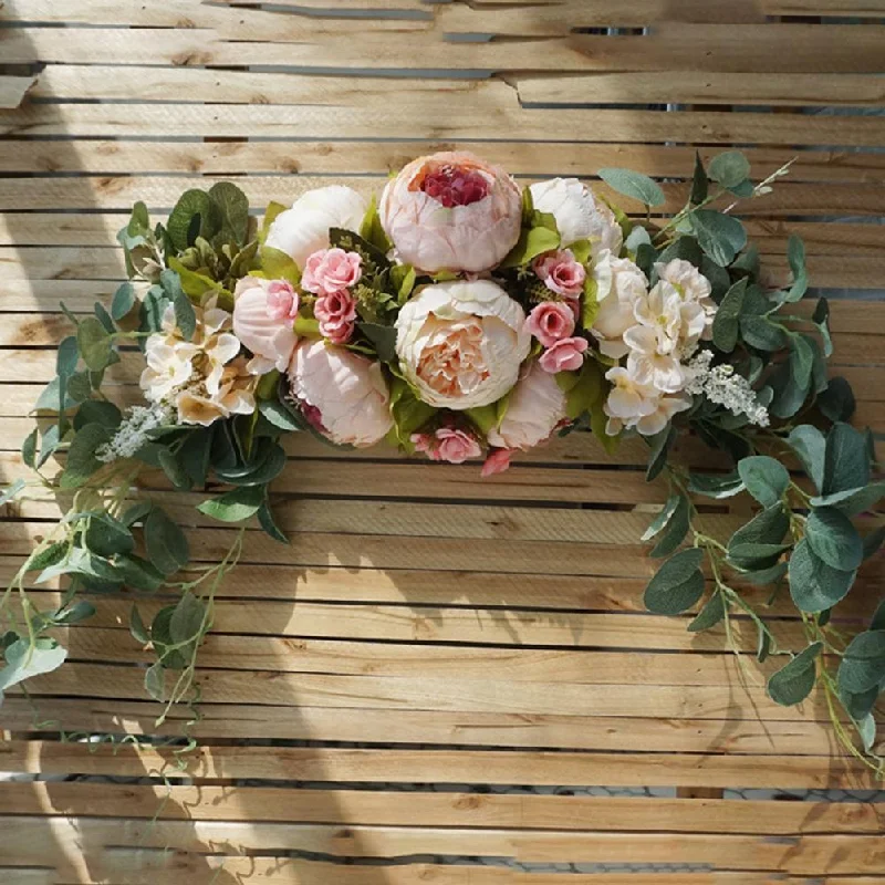 Christmas Pine Garland Artificial Floral Hoop Wreath | Half Wreath for Weddings & Home Décor Christmas Pine Garland Artificial Floral Hoop Wreath | Half Wreath for Weddings & Home Décor