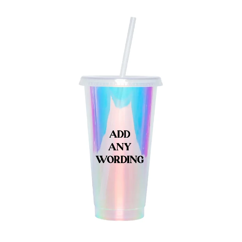 Black Text Holographic Cold Cup