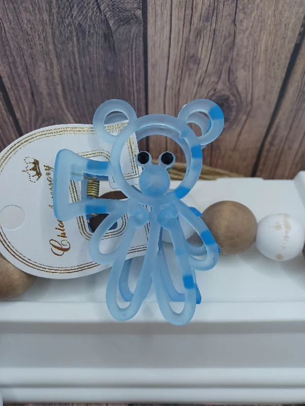 Christmas Gift Wrap Ideas Blue Teddy Bear Jaw Hair Clip
