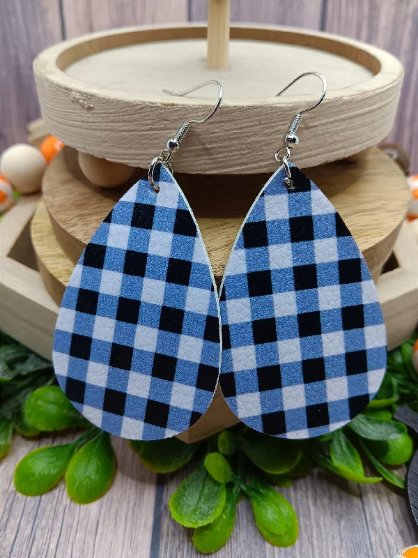 Blue & White Plaid Earrings