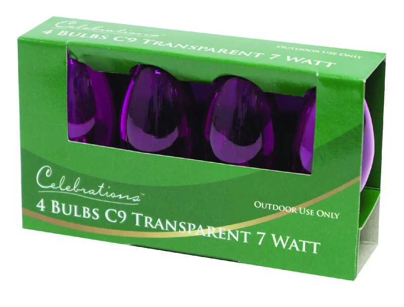 Celebrations Transparent C9 Incandescent Replacement Bulb Pink 4 lights (Pack of 10)