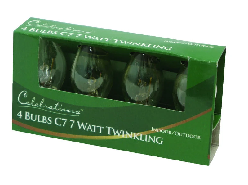 Celebrations C7 Twinkle Incandescent Replacement Bulb Clear 4 lights