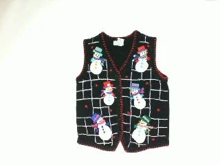 checker-board-snowman-Small Christmas Sweater