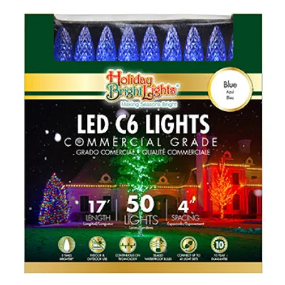 Christmas LED Light Set, C6, Commercial-Grade, Blue, 50-Ct.