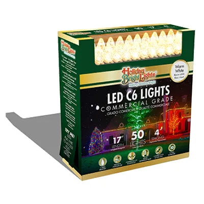 Christmas LED Light Set, C6, Commercial-Grade, Warm White, 50-Ct.