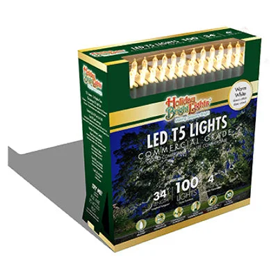 Christmas LED Light Set, T5, Commercial-Grade, Warm White, 100-Ct.