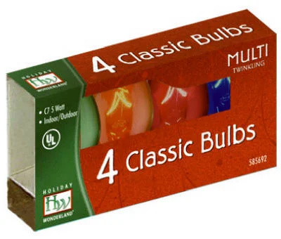 Christmas Lights Replacement Bulb, C7, Multi-Color Twinkling, 4-Pk.