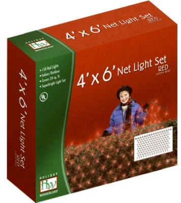 Christmas Net Light Set, Red, 150-Ct., 4 x 6-Ft.