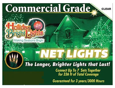 Christmas Net Lights, Commercial-Grade, Clear, 150 Lights, 4 x 6-Ft.