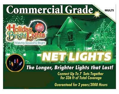 Christmas Net Lights, Commercial-Grade, Multi, 150 Lights, 4 x 6-Ft.