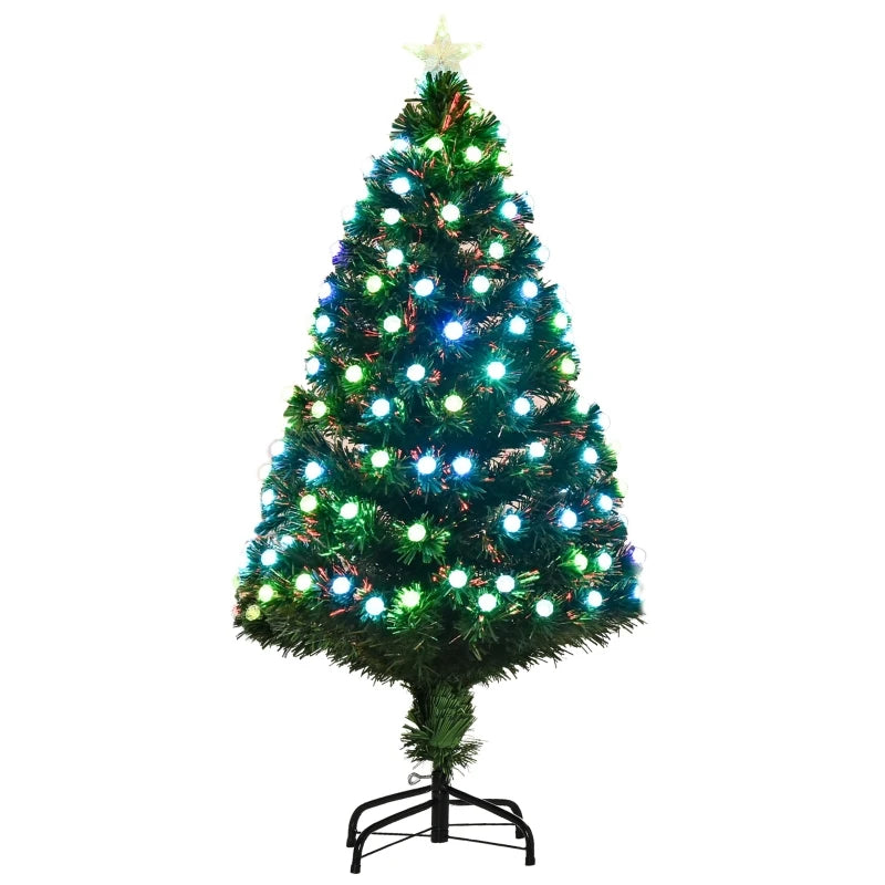 Christmas Time 4FT Pre-Lit Artificial Christmas Tree w/ Fibre Optic Led Light Xmas Decorations