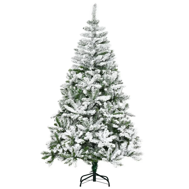 HOMCOM Christmas Tree Snow Flocked 6'