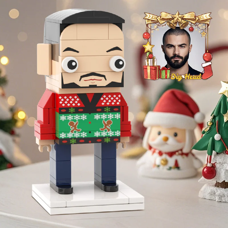 DIY Head Custom Brick Figure Classic Christmas Sweater Unique Universal Interlocking Plastic Toy For Her On X-Mas Day Christmas Gifts For Men