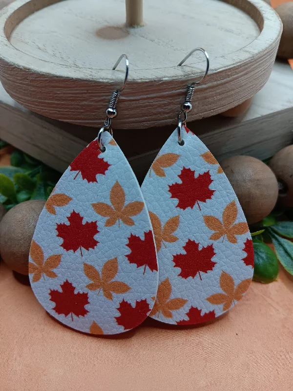 Fall Leaves Patterned Earrings