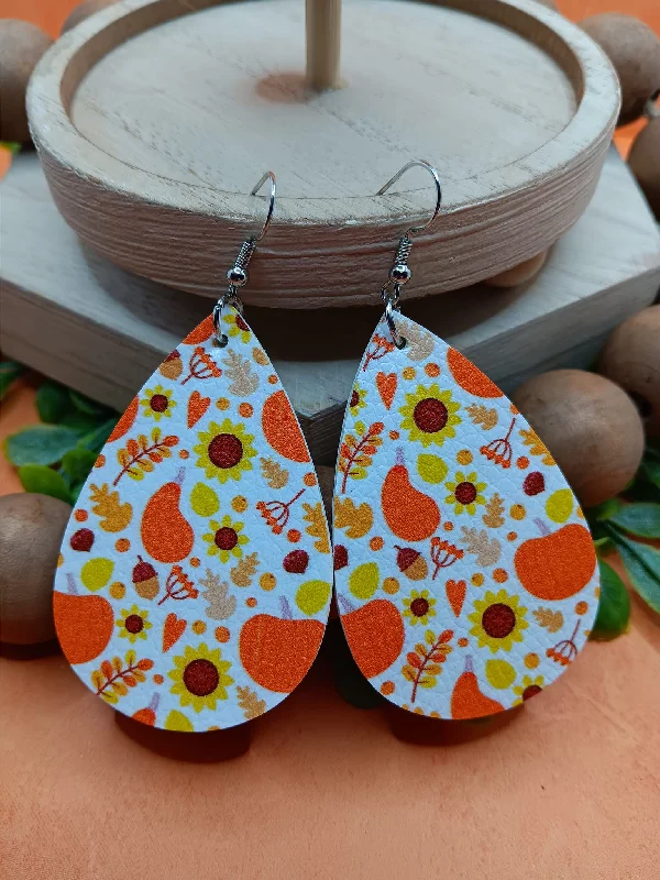 Fall Patterned Earrings w/ Acorns & Leaves