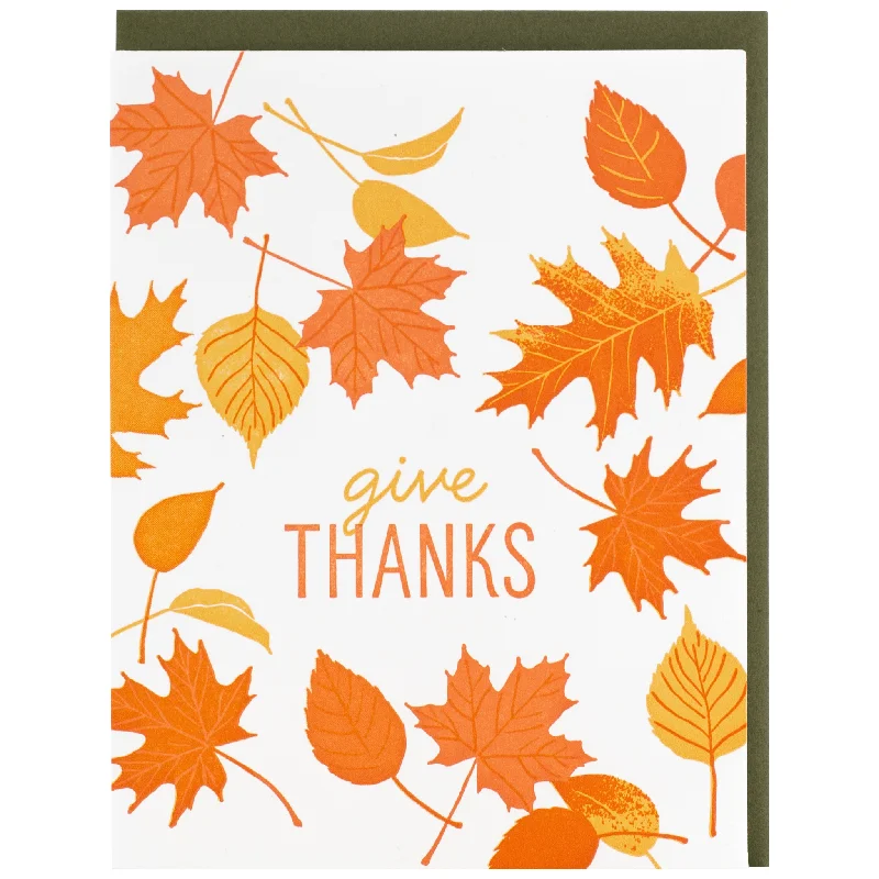 Falling Leaves Thanksgiving Card