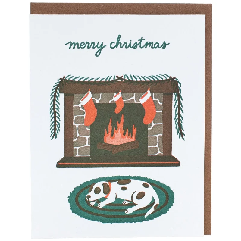 Fireside Dog Christmas Card