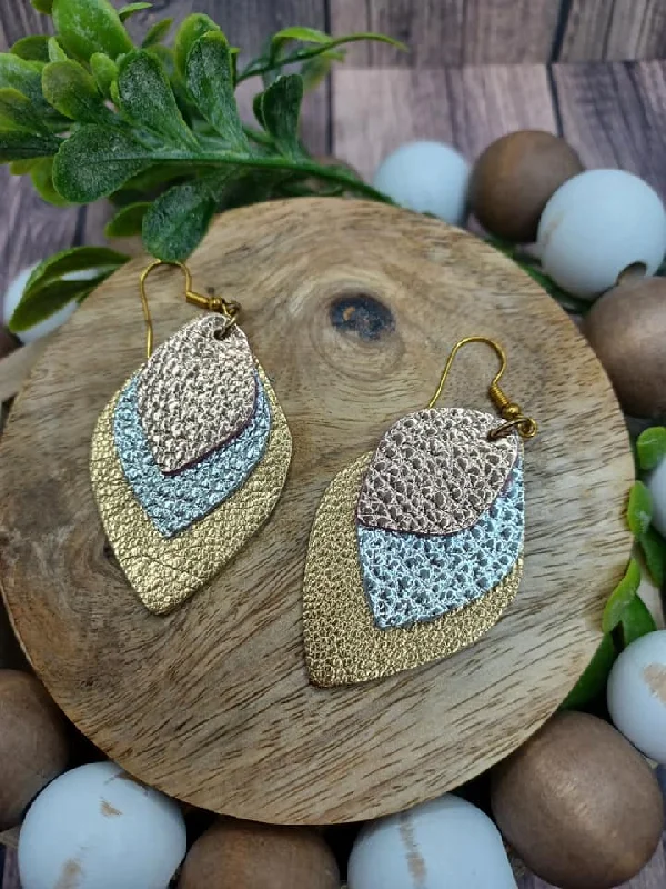 Gold & Silver Chrome Style Layered Earrings