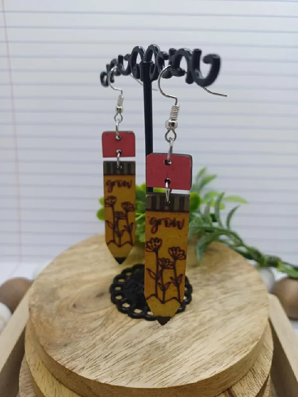 GROW Teacher Pencil Earrings