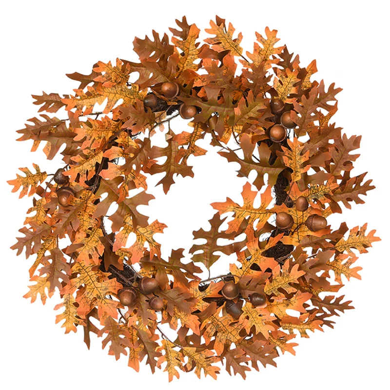 Christmas Holiday Stories Artificial Autumn Wreath, Decorated with Acorns, Oak Leaves, Autumn Collection, 24 in Christmas Holiday Stories Artificial Autumn Wreath, Decorated with Acorns, Oak Leaves, Autumn Collection, 24 in