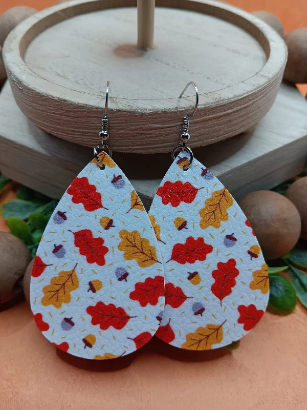 Leaves & Acorns Patterned Earrings