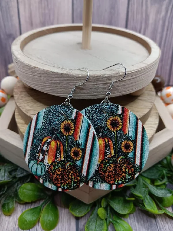 Leopard & Teal Pumpkin Patterned Earrings