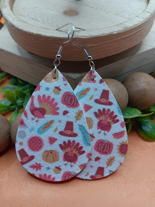 Light Thanksgiving Patterned Earrings