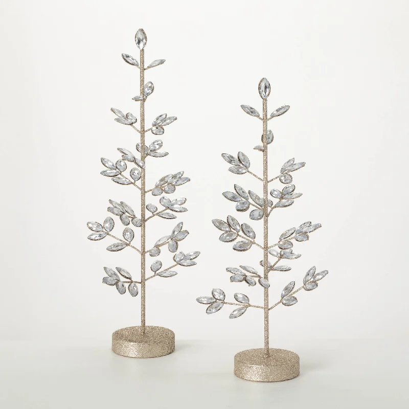 Jeweled Gold Tree Set Of 2