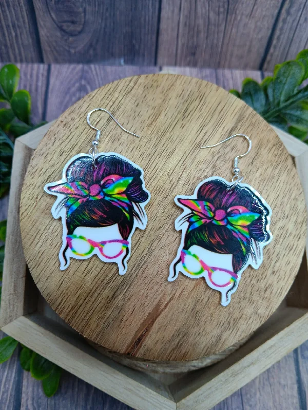 Multicolored Messy Bun Earrings