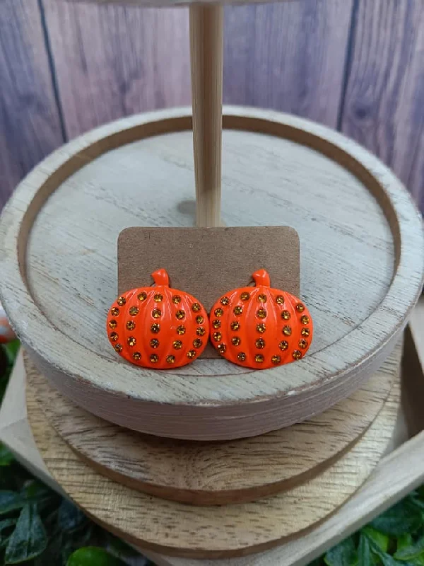 Orange Glitter Pumpkin Earrings