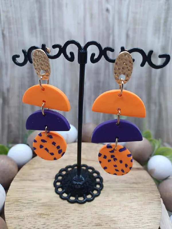 Orange & Purple Clay Style Earrings