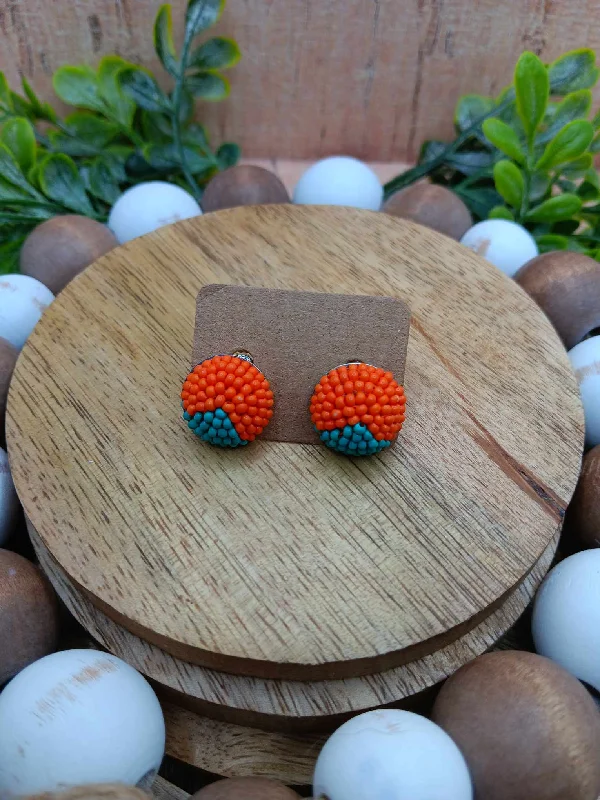 Orange & Teal Seabeaded Earrings