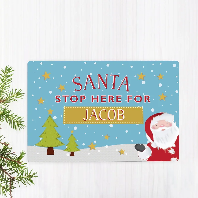 Personalised 'santa Stop Here' Metal Sign