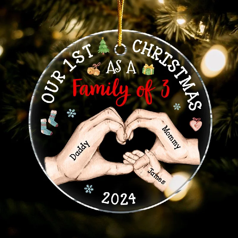 Personalized Baby's First Christmas As A Family Circle Ornament 29472