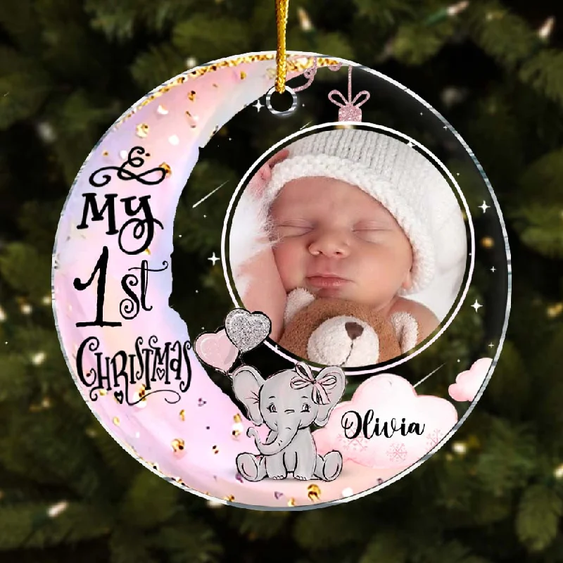 Personalized Baby's First Christmas Custom Photo New Acrylic Circle Ornament 35325