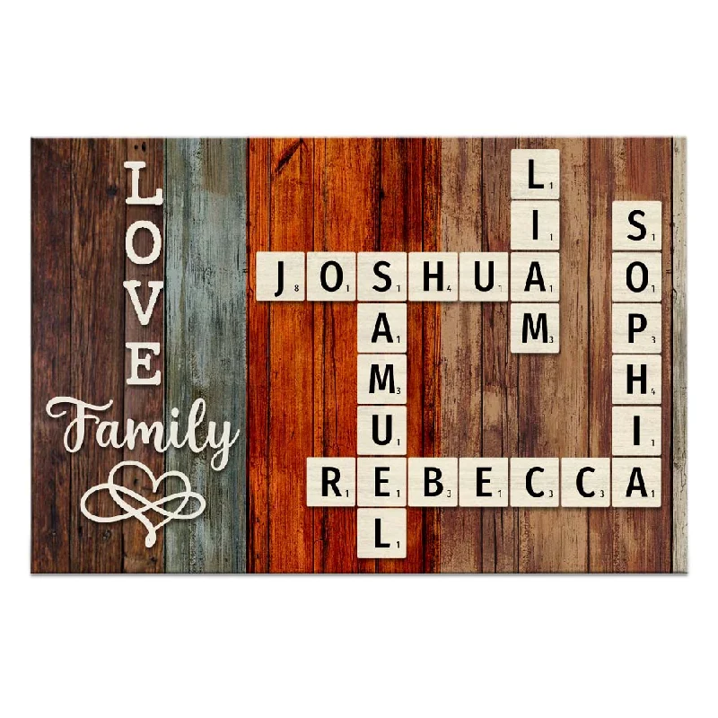 Personalized  Family Crossword Art - Created In A Moment, Treasured Forever Poster 36046