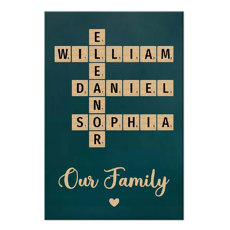 Personalized Family Crossword Art Retro Background Poster 36010