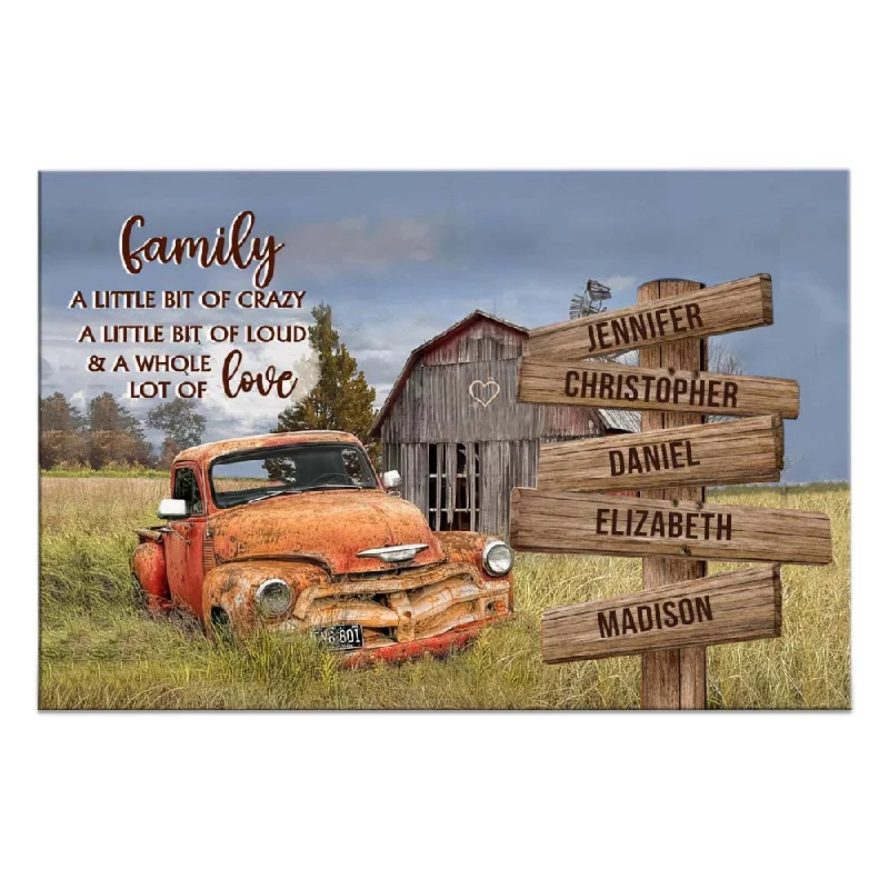 Personalized Family Decoration Gift Old Barn and Vintage Vehicle Poster 36482