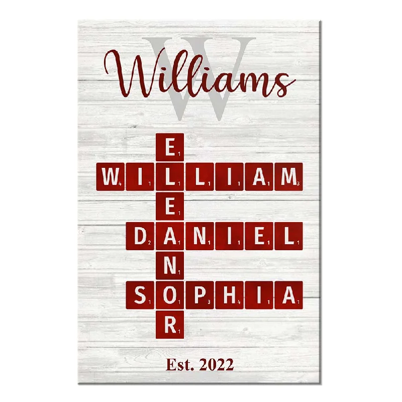 Personalized Family Name Crossword Puzzle Art Poster 36106