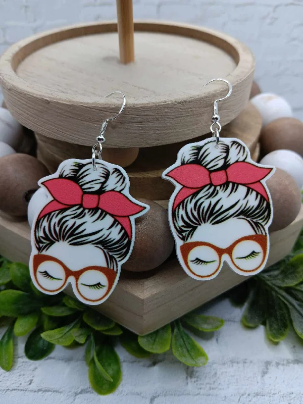 Pink Bandana Messy Bun Earrings