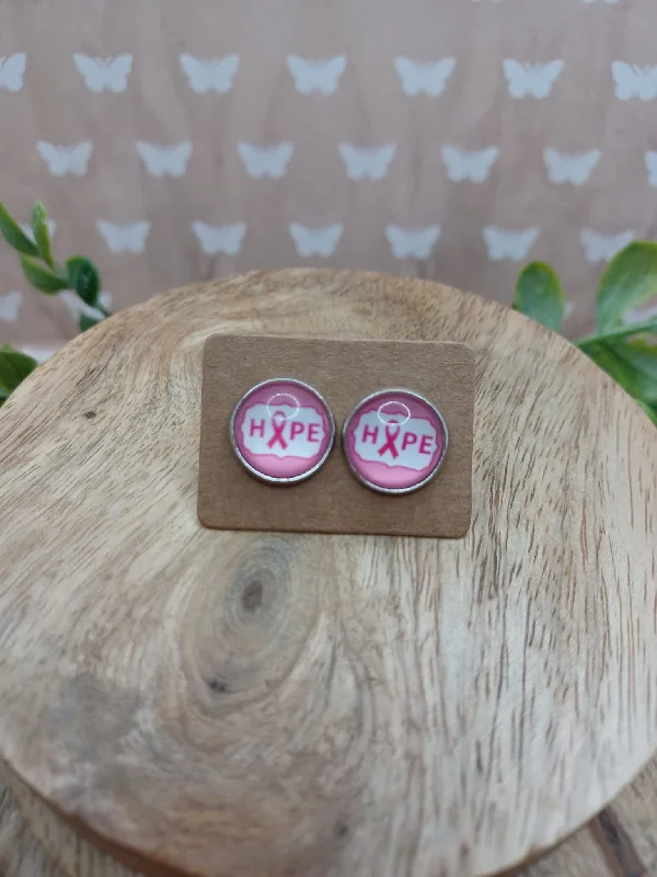 Pink Ribbon "Hope" Earrings