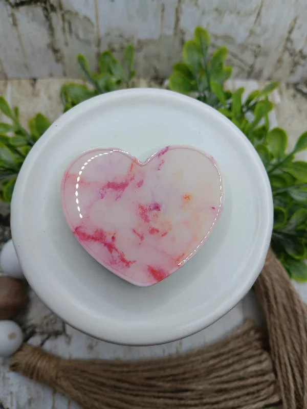 Pink & White Marbled Heart Mobile Phone Accessory