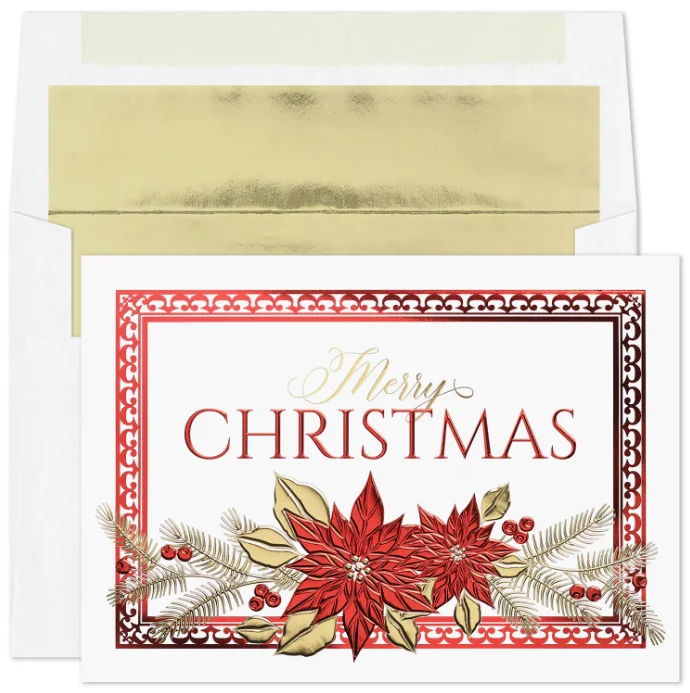 Poinsettia Elegance Christmas Card