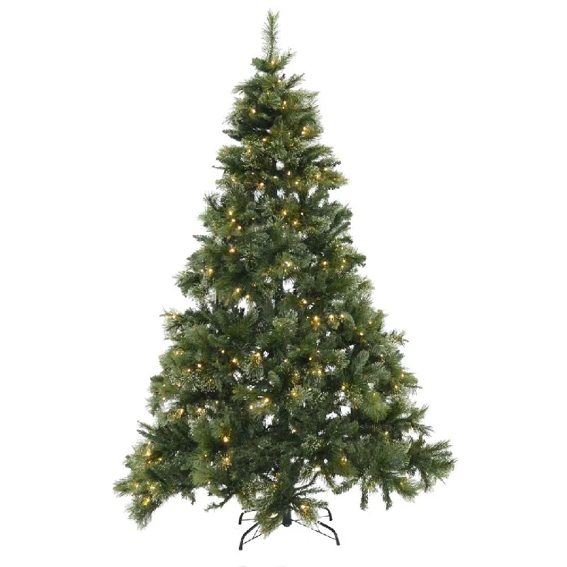 Pre-Lit Christmas Tree Warm White LEDs Green Mixed Pine 6ft/7ft